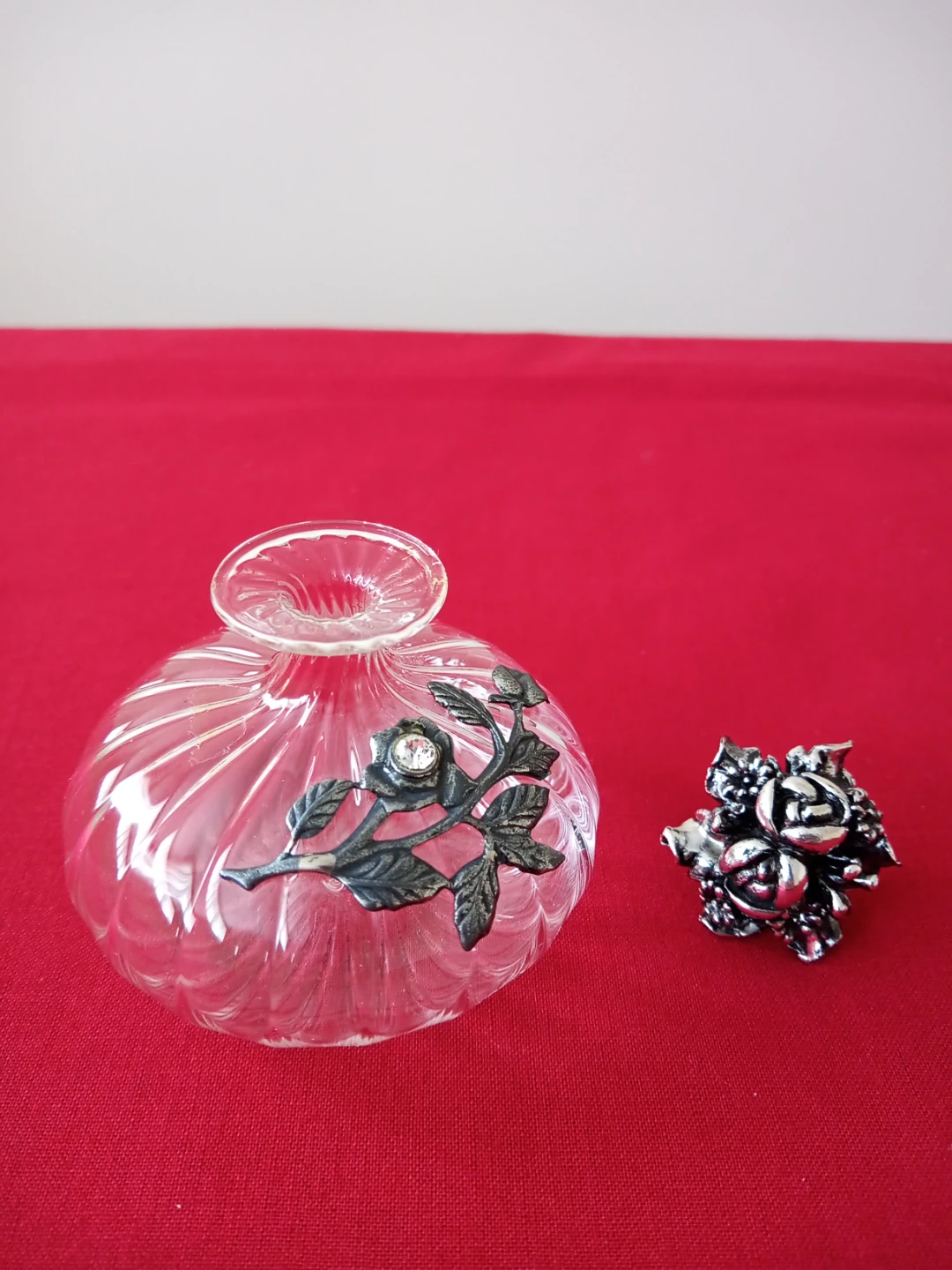 Vintage Glass Perfume Bottle with Rose Accent - photo 3