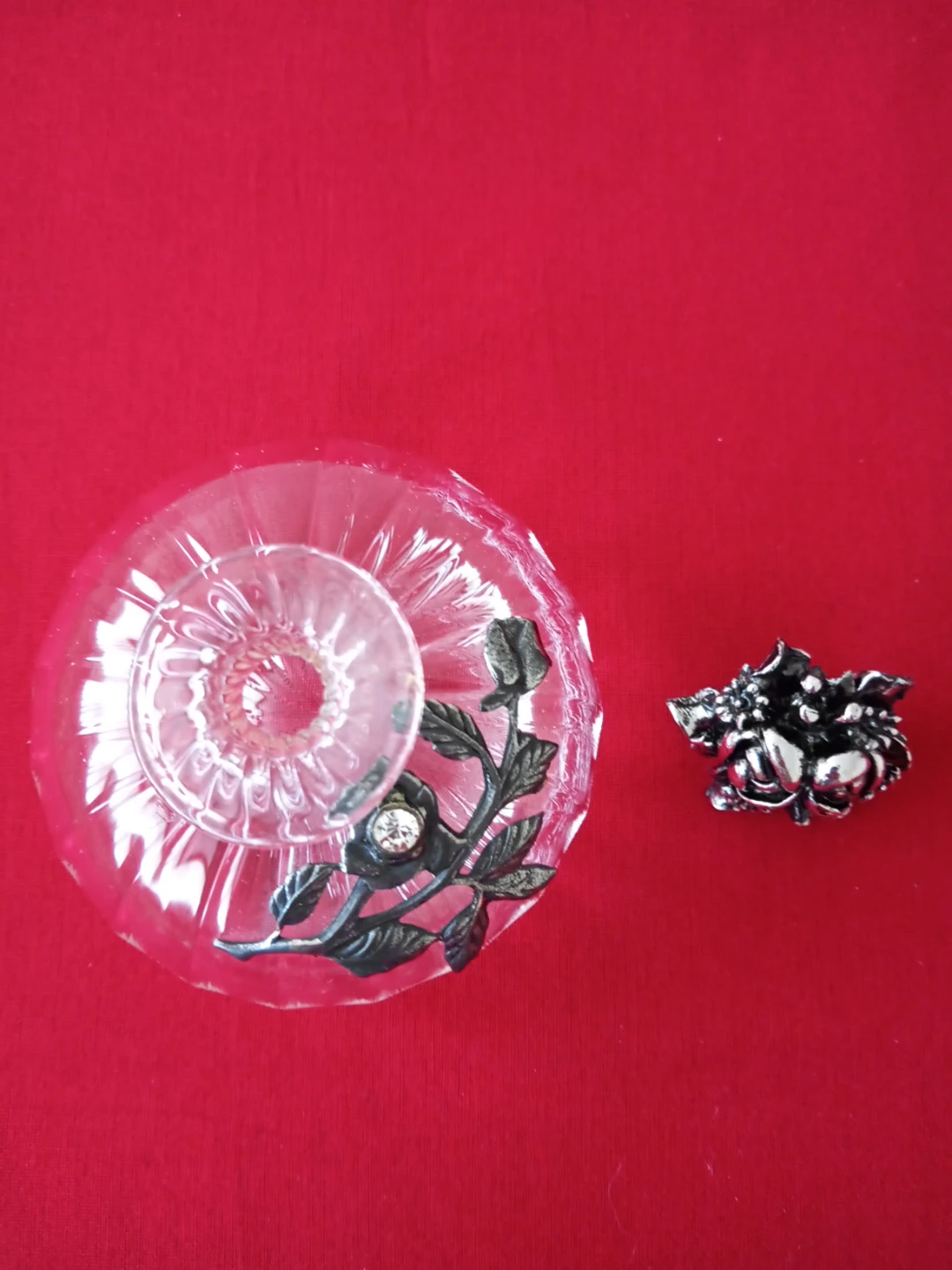 Vintage Glass Perfume Bottle with Rose Accent - photo 5