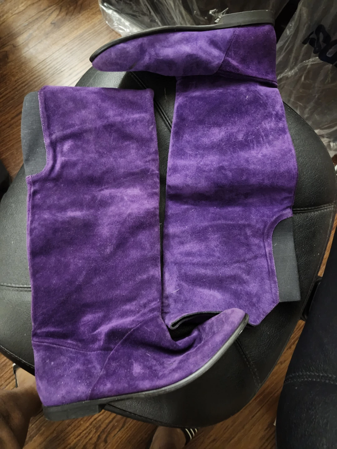 Purple Suede Knee-High Boots - photo 2