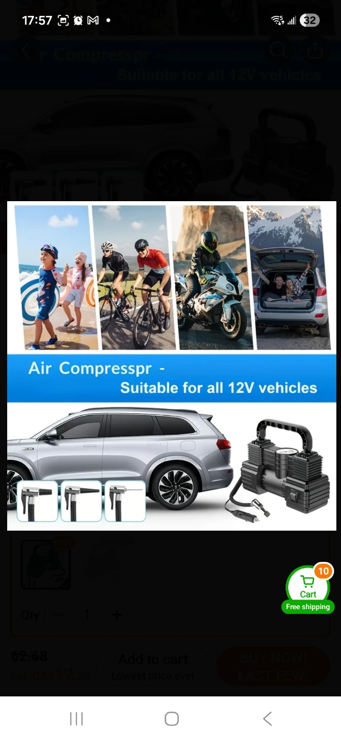 NEW Powerful Twin Cylinder Air Pump Tire Pressure 12V DC 3m Long - photo 4