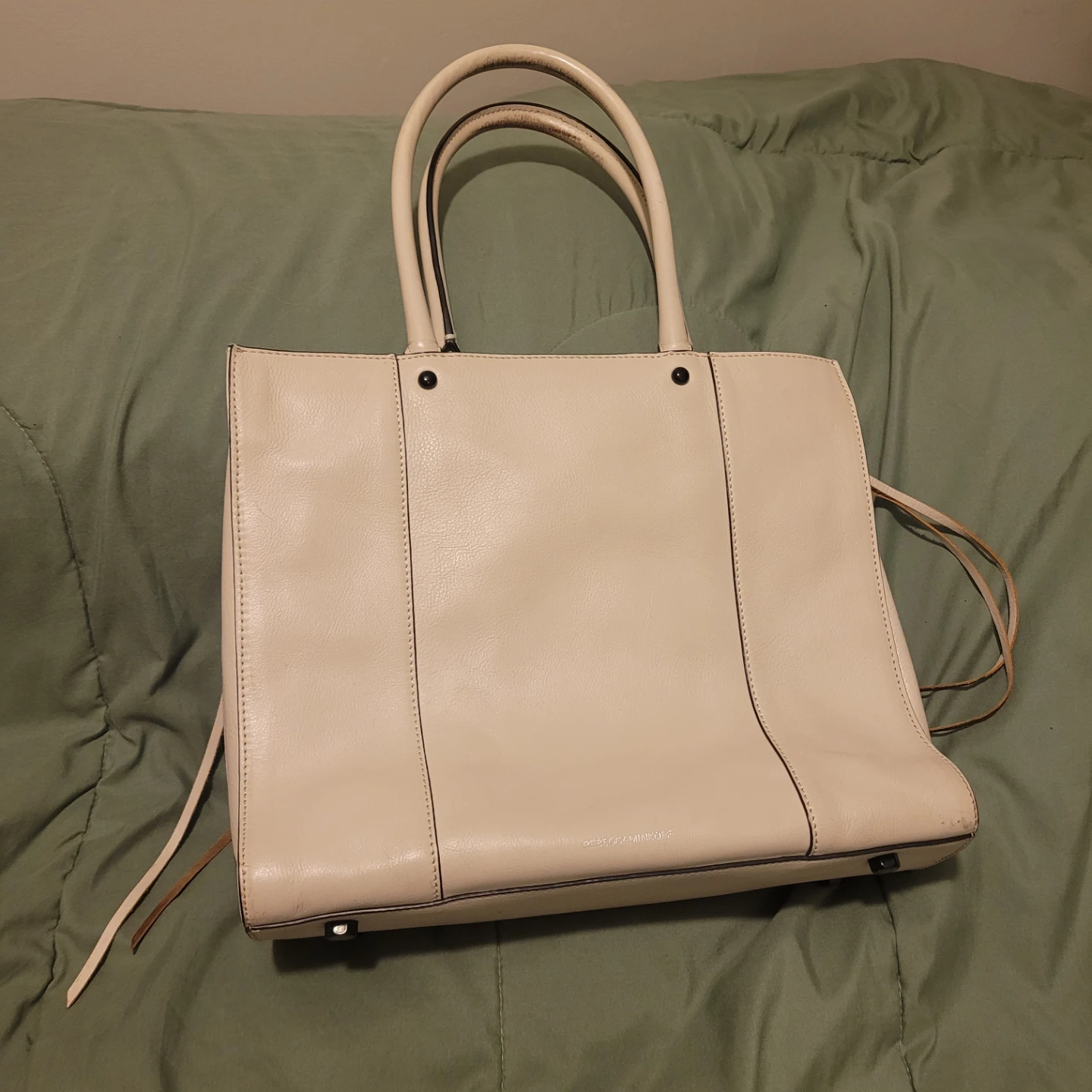 Preloved Rebecca Minkoff Cream Leather Tote Bag - photo 2