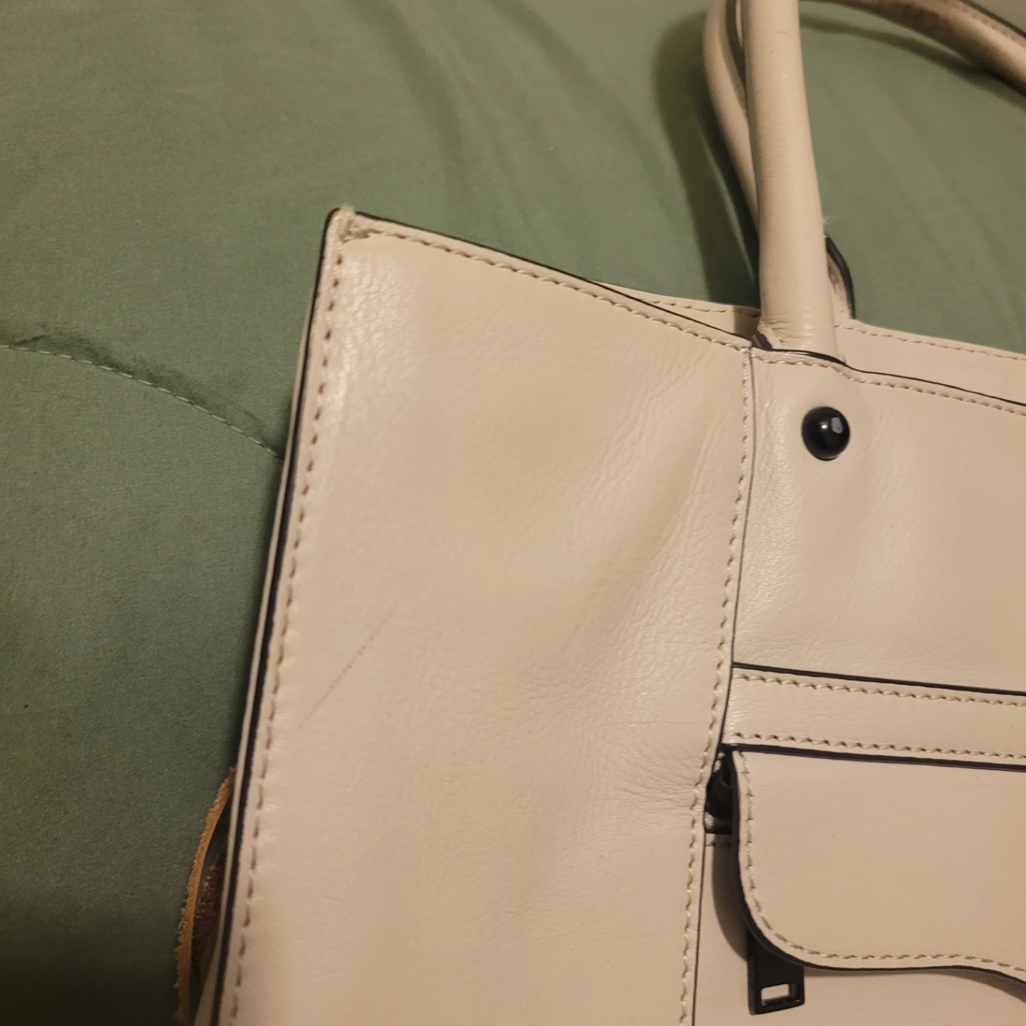 Preloved Rebecca Minkoff Cream Leather Tote Bag - photo 5