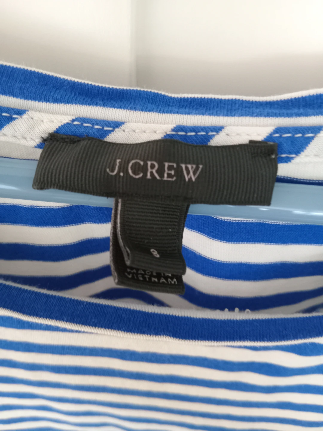 J. Crew Blue & White Striped Twist Back Long Sleeve Top Size 8 - photo 2