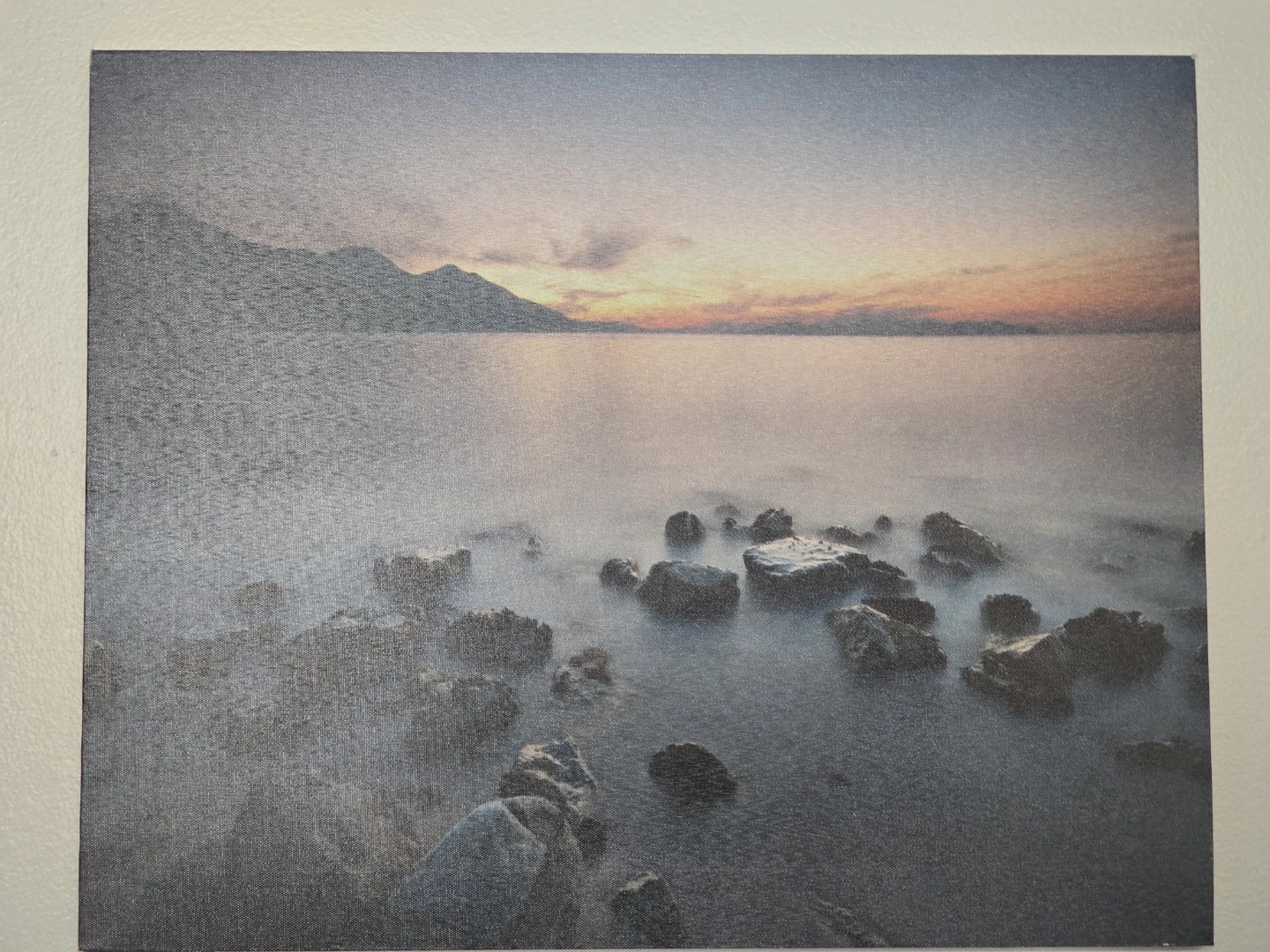 Canvas Wall Art Print - Sunset Lake with Rocks