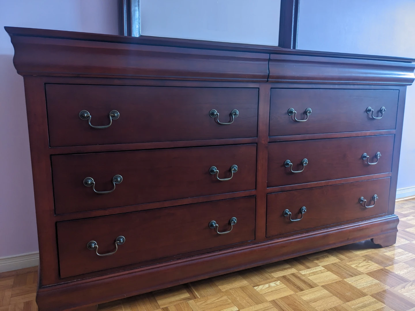 Dark Cherry Wood Dresser with Mirror - photo 2