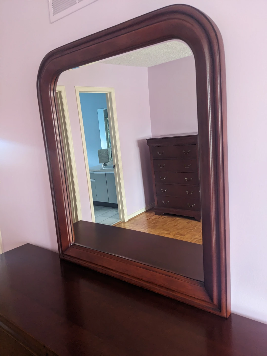 Dark Cherry Wood Dresser with Mirror - photo 4