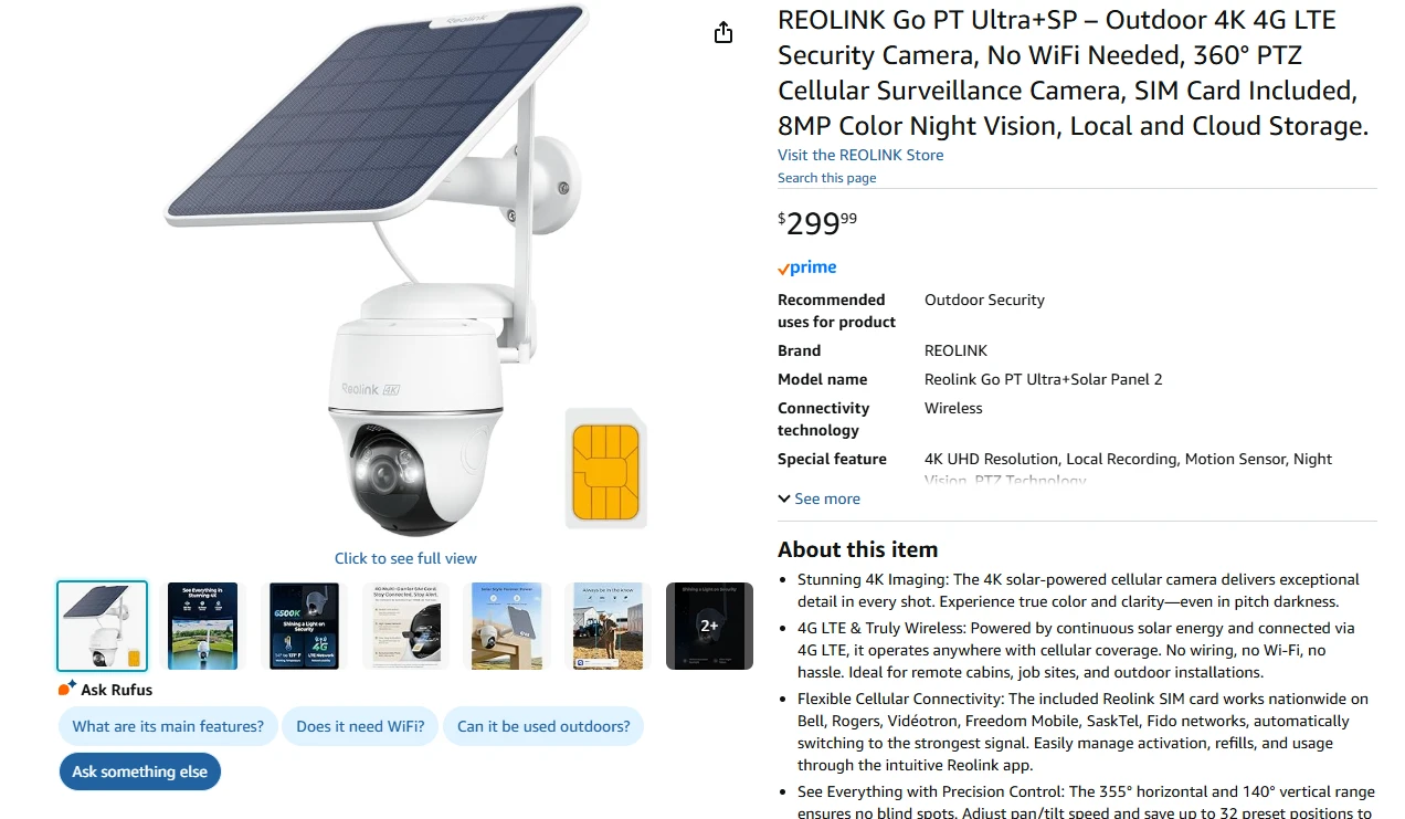 Reolink Go PT Ultra+ 4K 4G LTE Outdoor Security Camera - photo 2