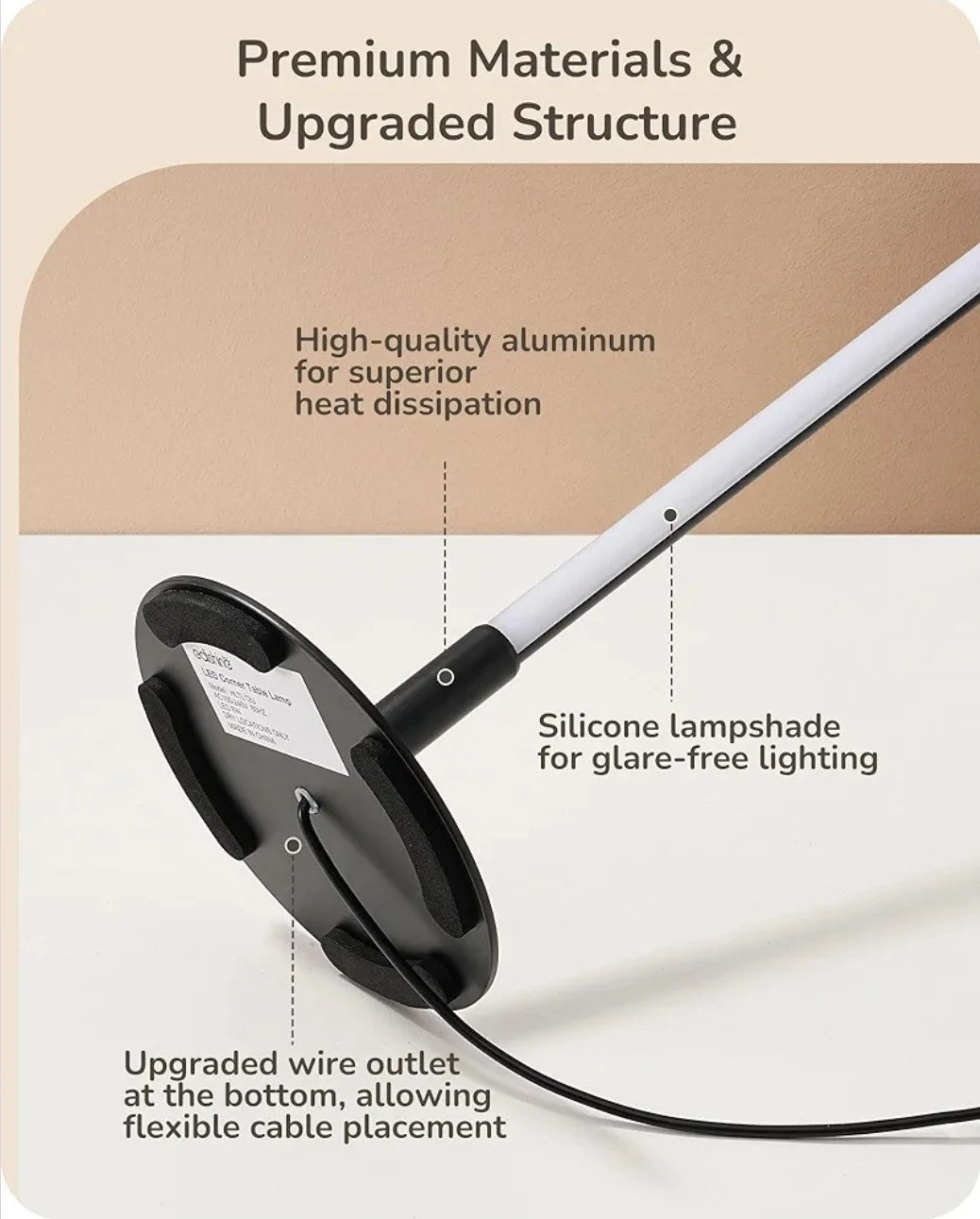 LED Table Lamp Minimalist Bedside Light Black Touch Dimmable - photo 5