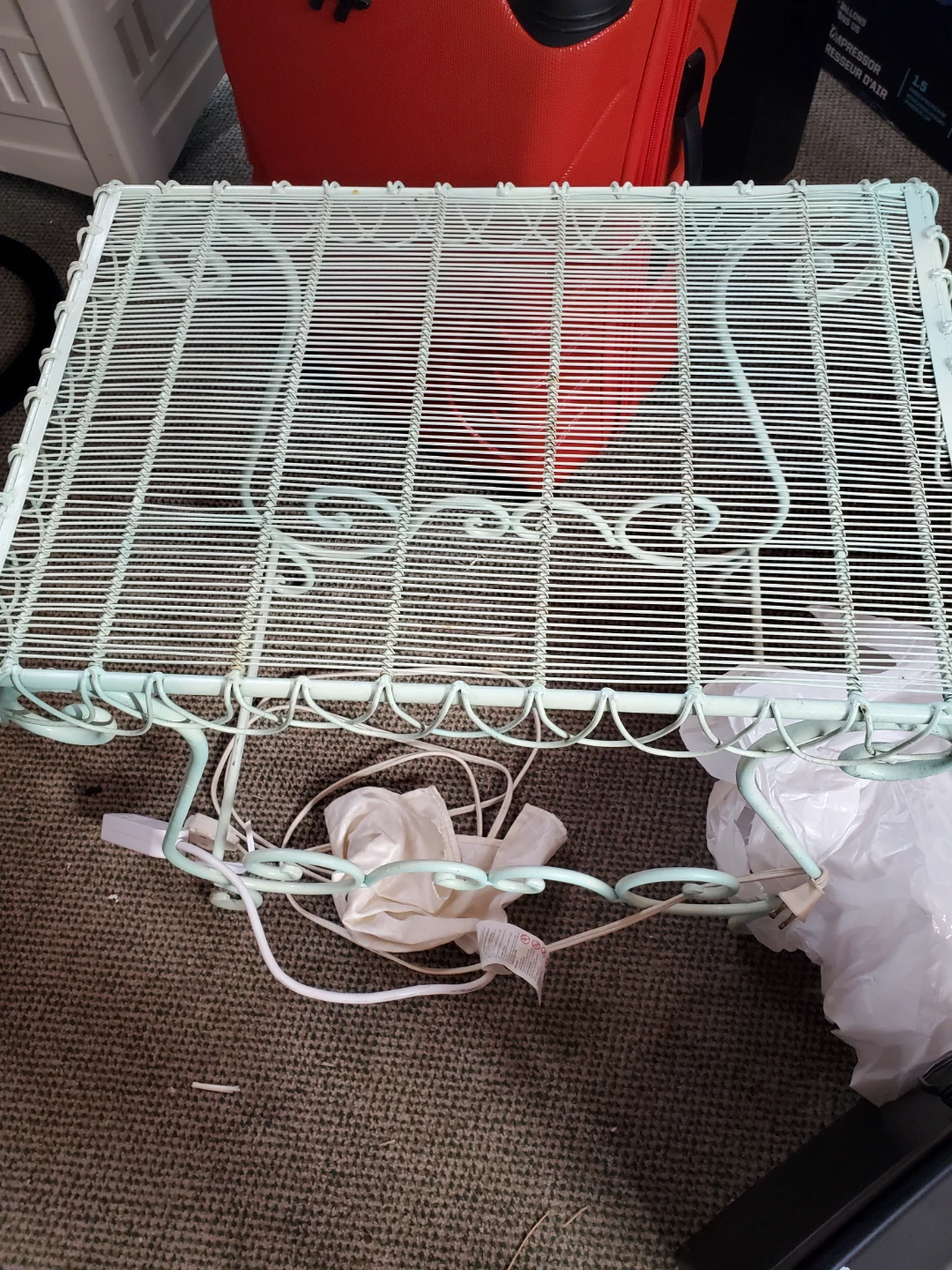 Pale Green Metal Wire Side Table Shelf