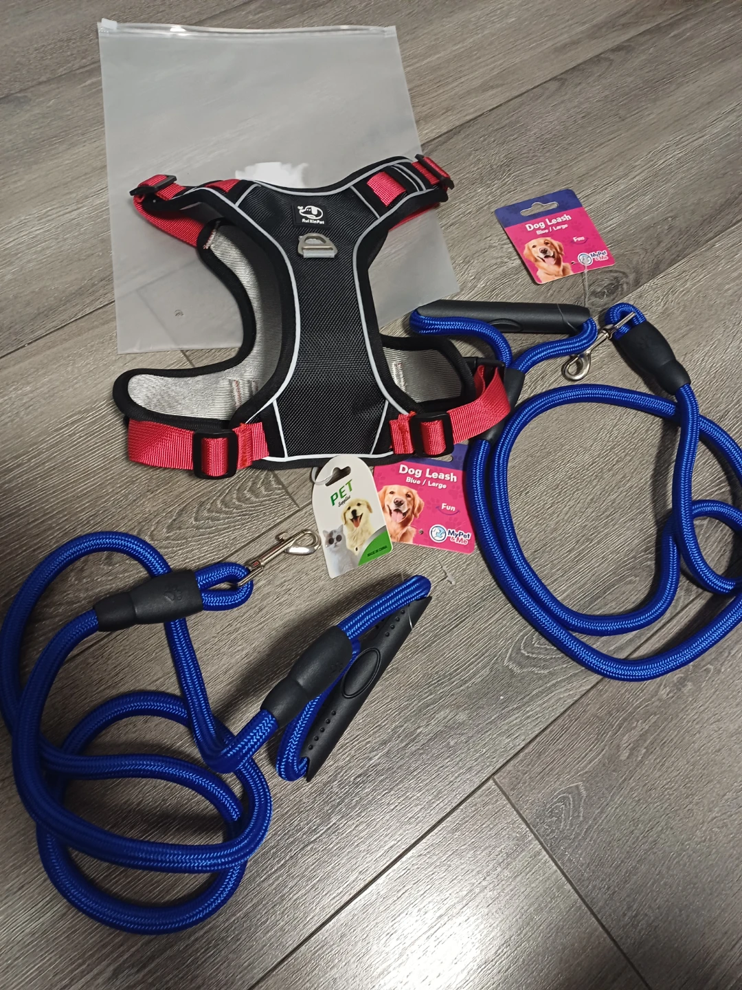RuiXinPet Dog Harness with 2 free Leash Set - Blue/Large - photo 4