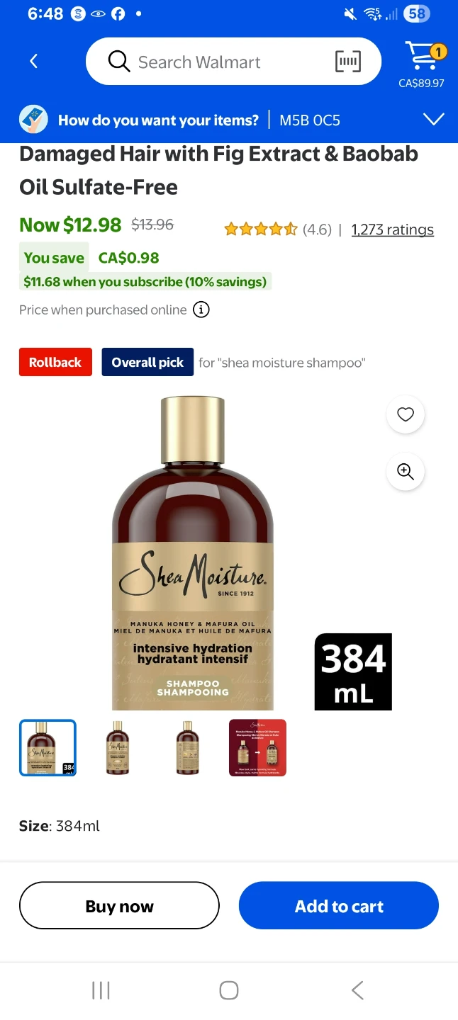 Shea Moisture Intensive Hydration Shampoo (4 x 384ml) - photo 2