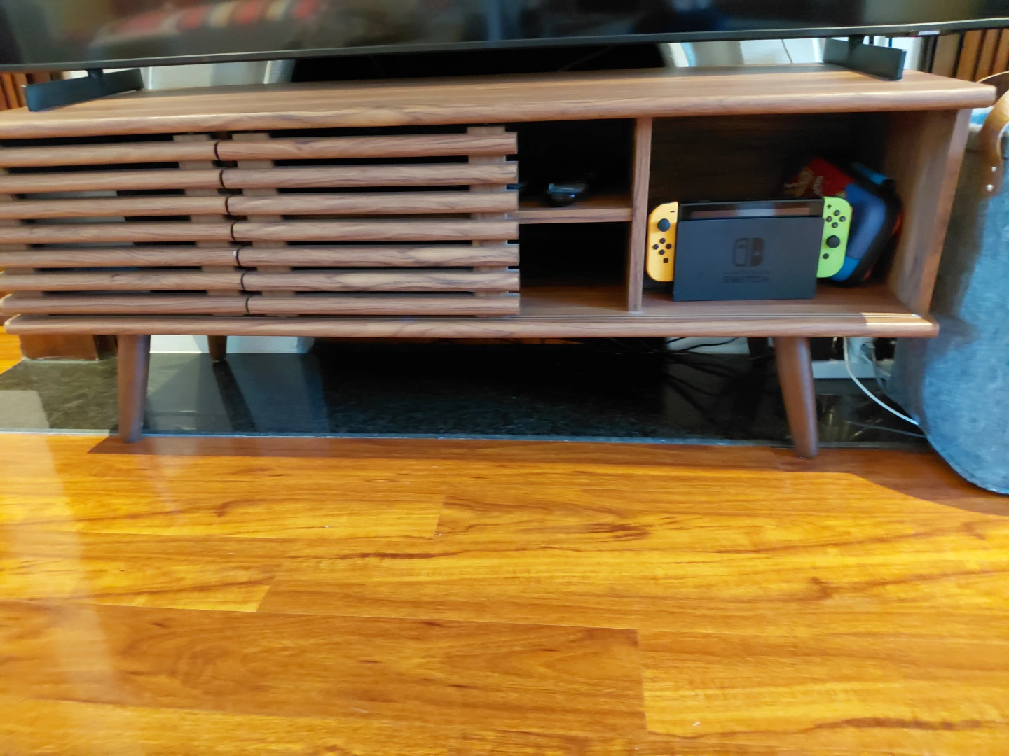 Mid-Century Modern TV Stand - Walnut Finish - photo 2