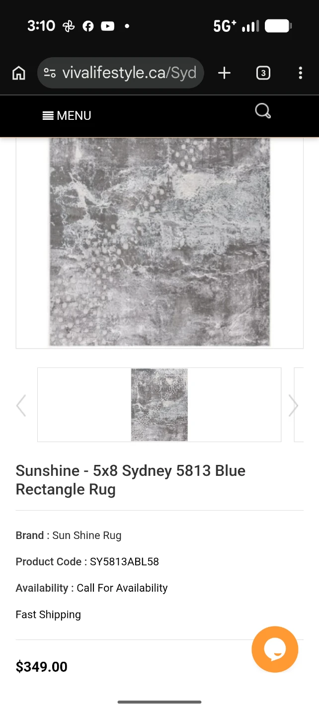 Sun Shine Blue Grey Area Rug Inc. "Sydney" 5'3" x 7'7" Rug - photo 3
