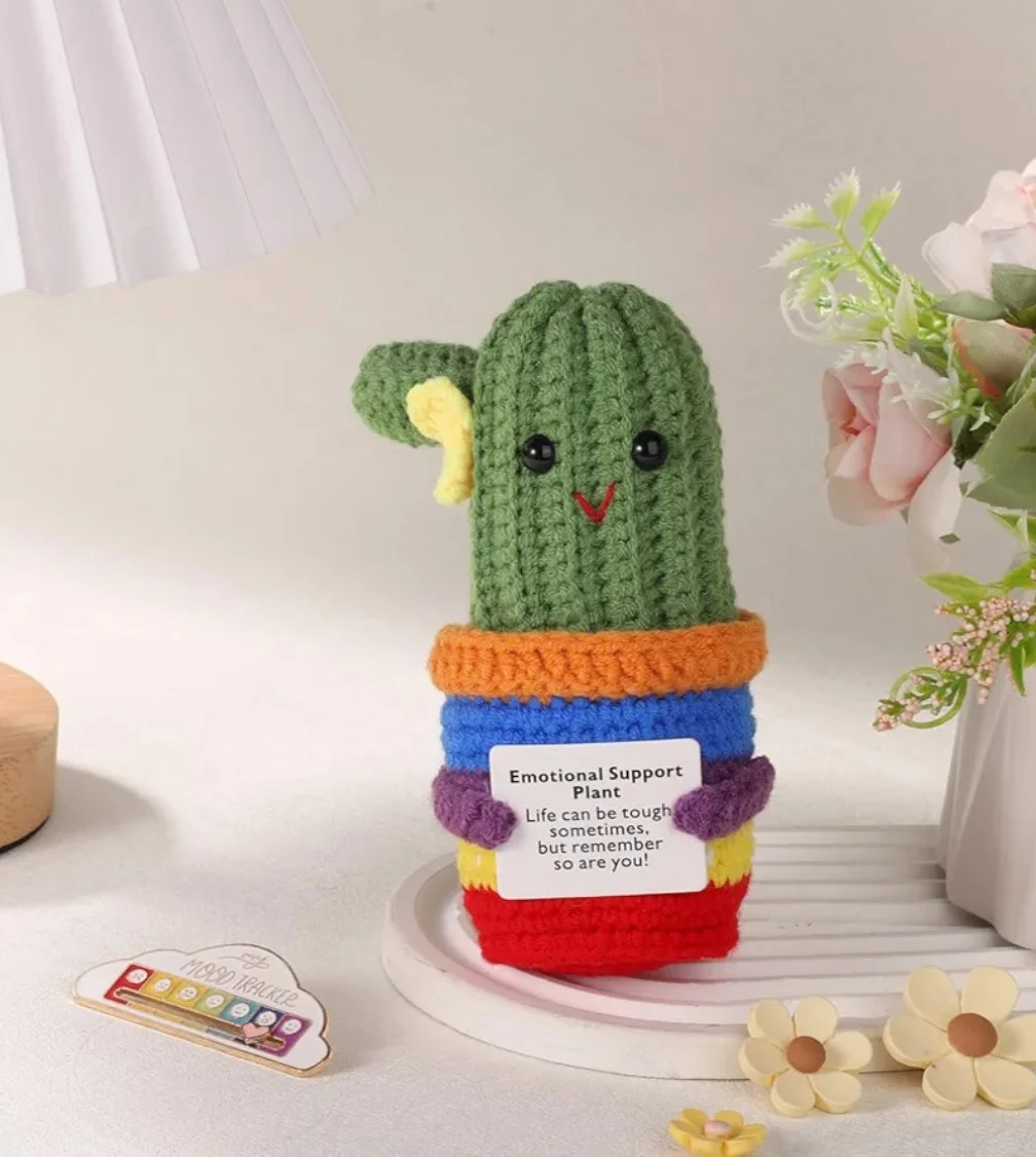 Crocheted Emotional Support Cactus Plant