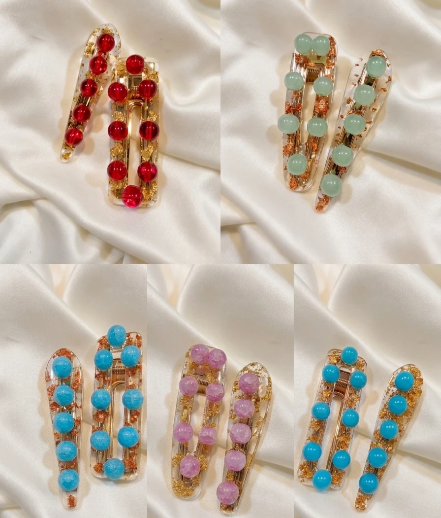 Mint Green/Rosegold Handmade Resin Hairclips - photo 2
