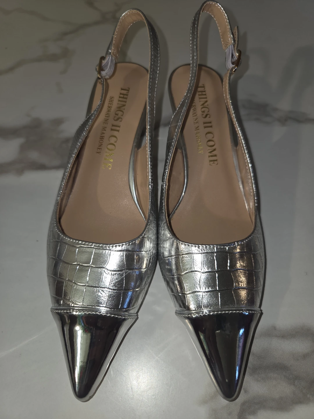 Things II Come Slingback Heels Size 5M Silver - photo 2