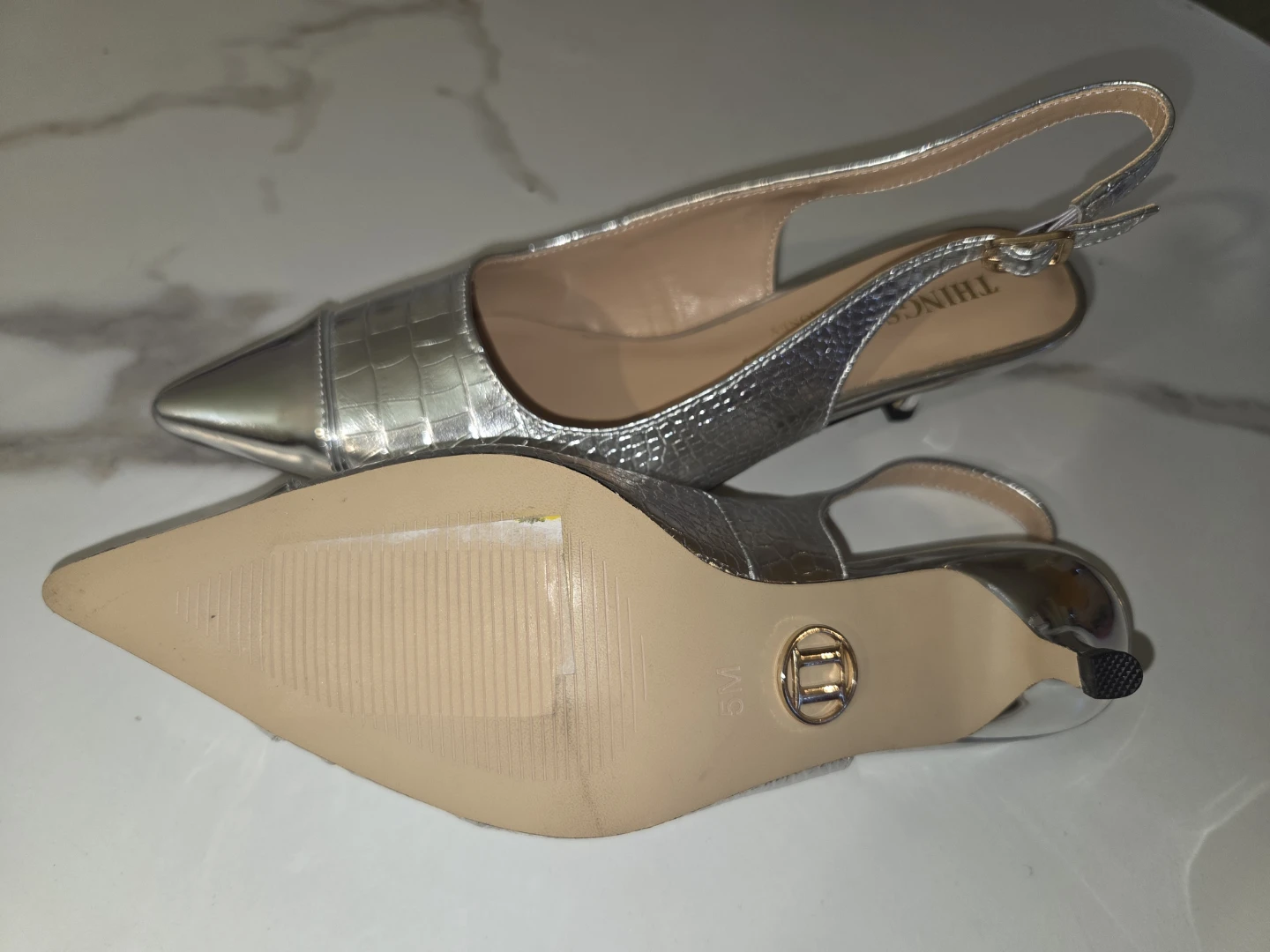 Things II Come Slingback Heels Size 5M Silver - photo 3