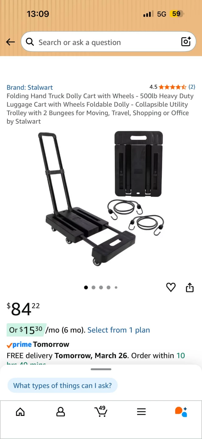 Stalwart Folding Hand Truck Dolly Cart with Wheels
