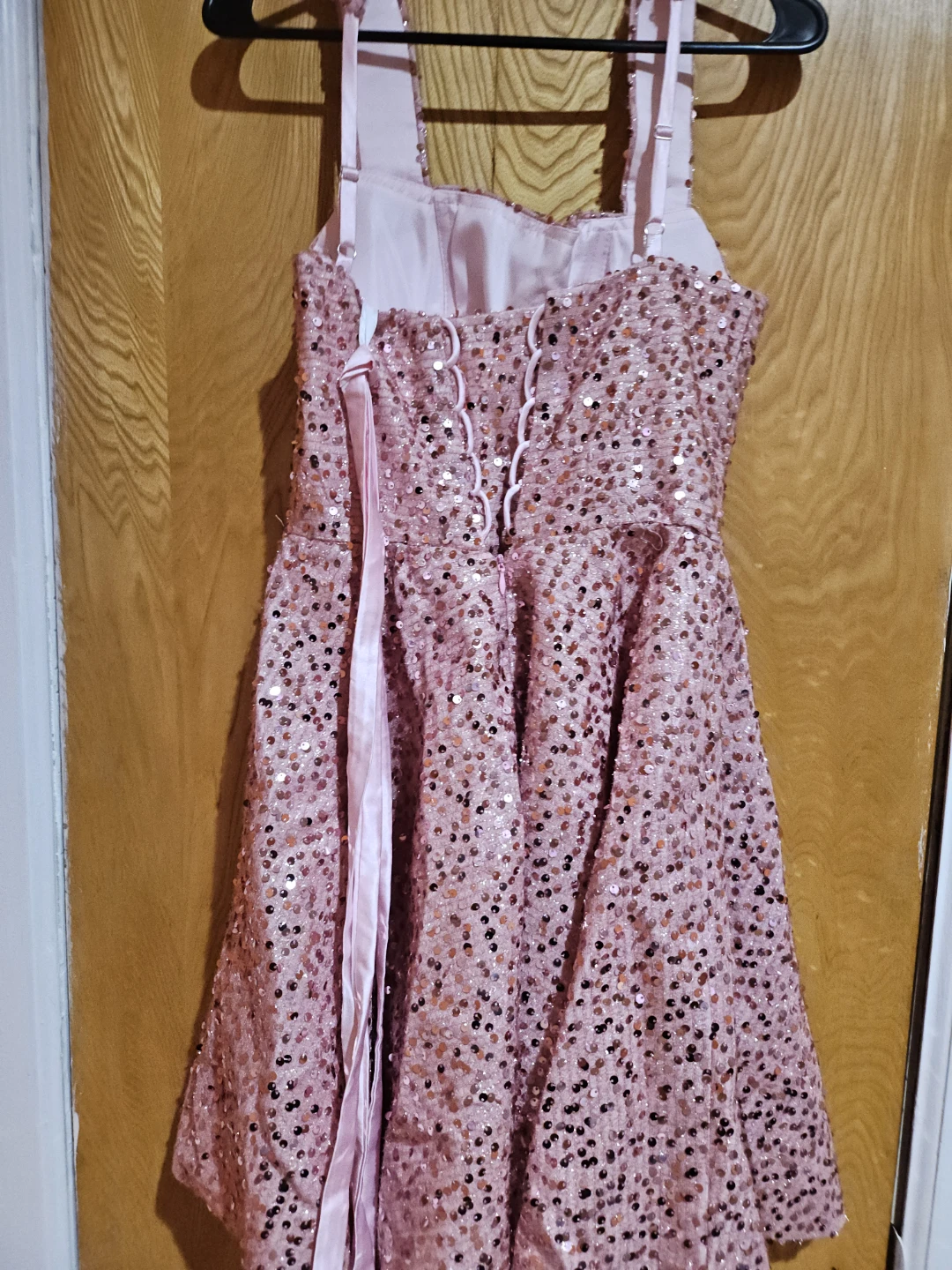 Sparkly Pink Sequin Dress with Bow - photo 3