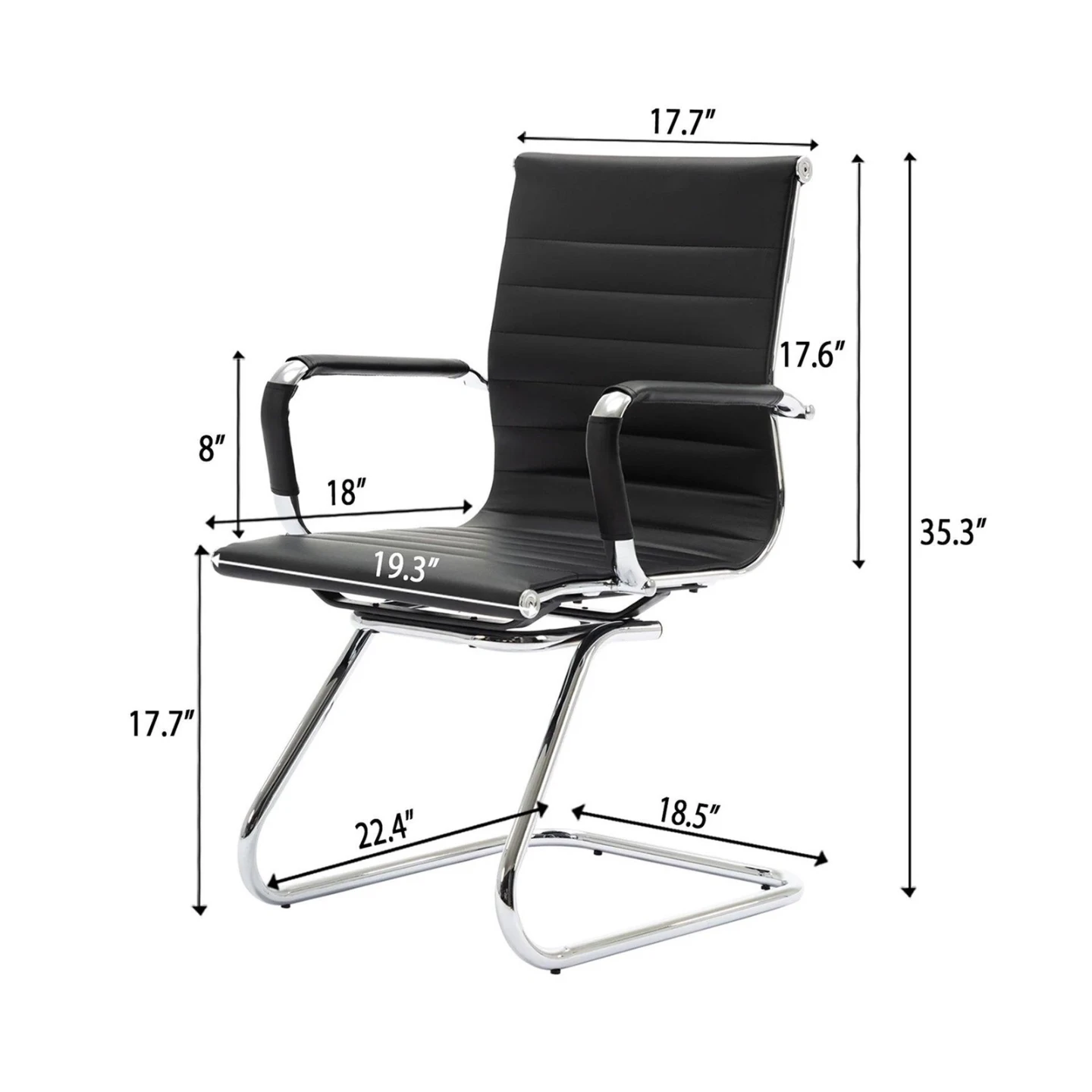 Brand New>> 2 pcs Black Armchair with Chrome Base - photo 2