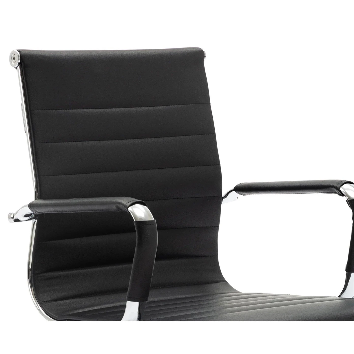 Brand New>> 2 pcs Black Armchair with Chrome Base - photo 4