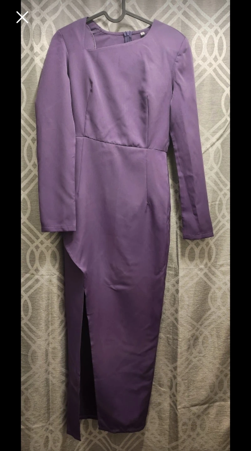 Purple Long Sleeve High Slit Dress - photo 3