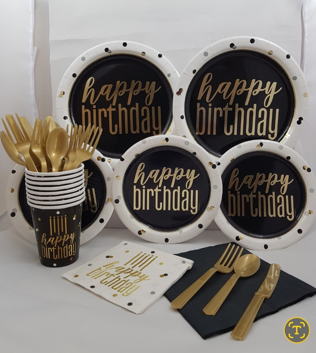 Happy Birthday Party Plates and Cutlery Set