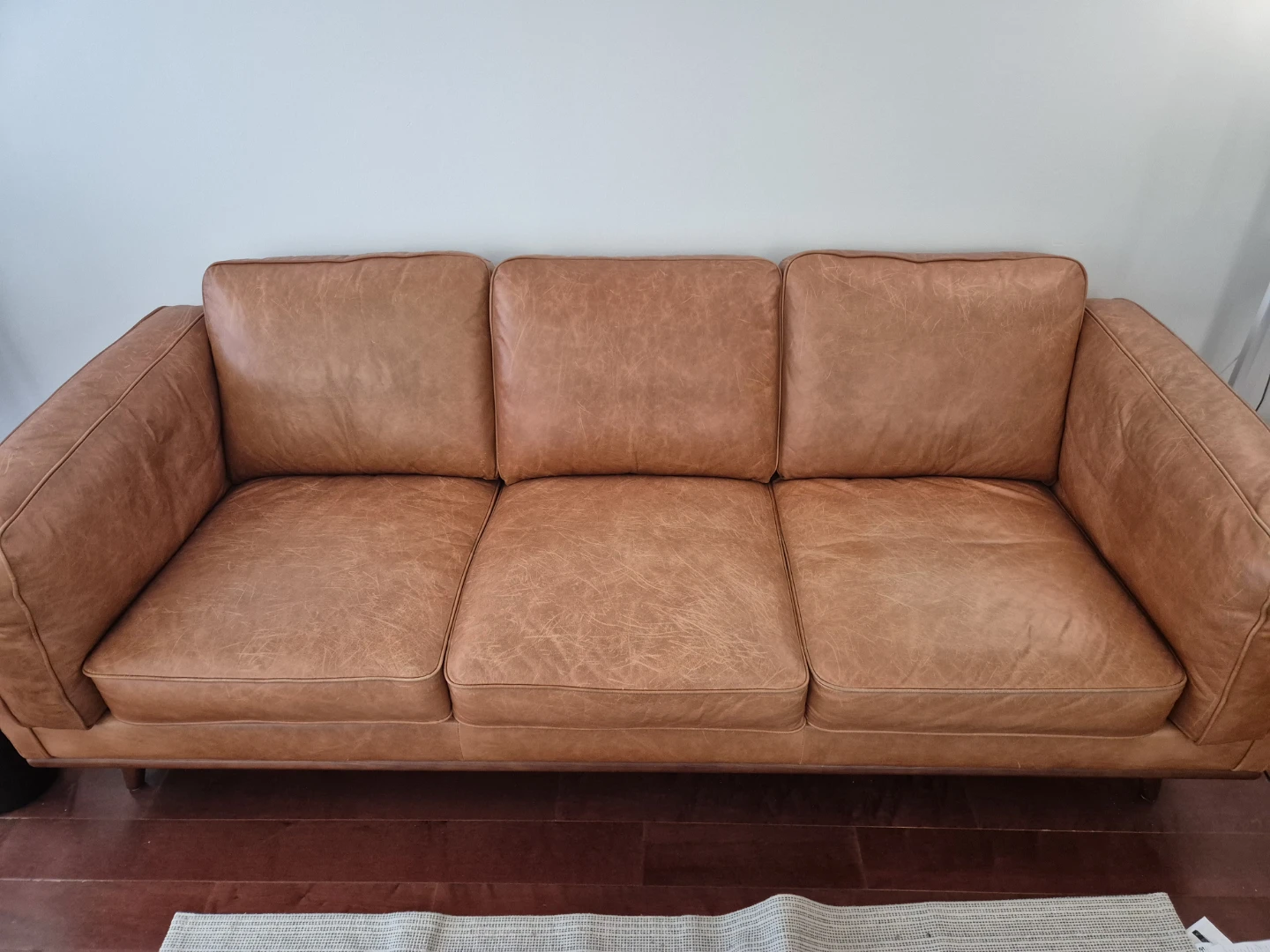 Camel Leather Sofa (pick up only) - photo 2