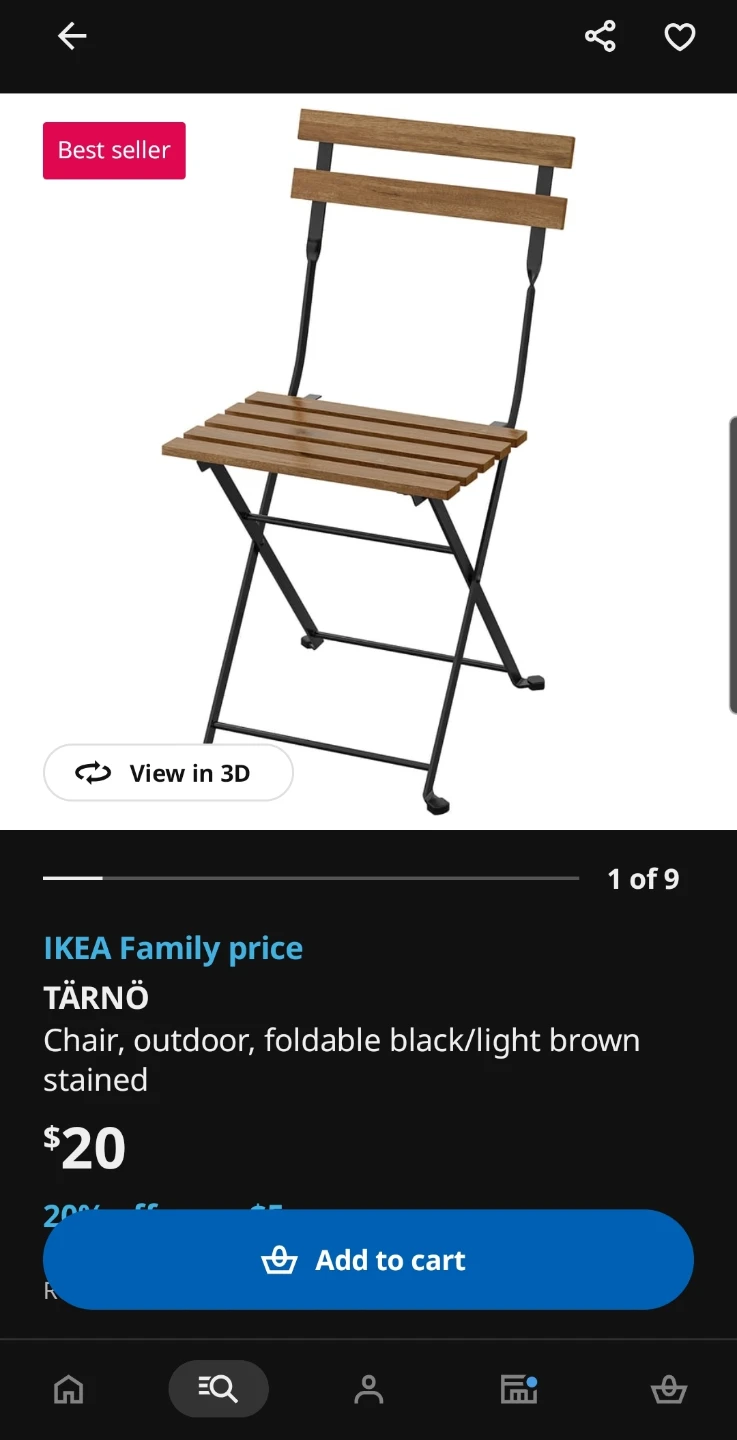 IKEA TÄRNÖ Outdoor Folding Chair  and Table Set - photo 2