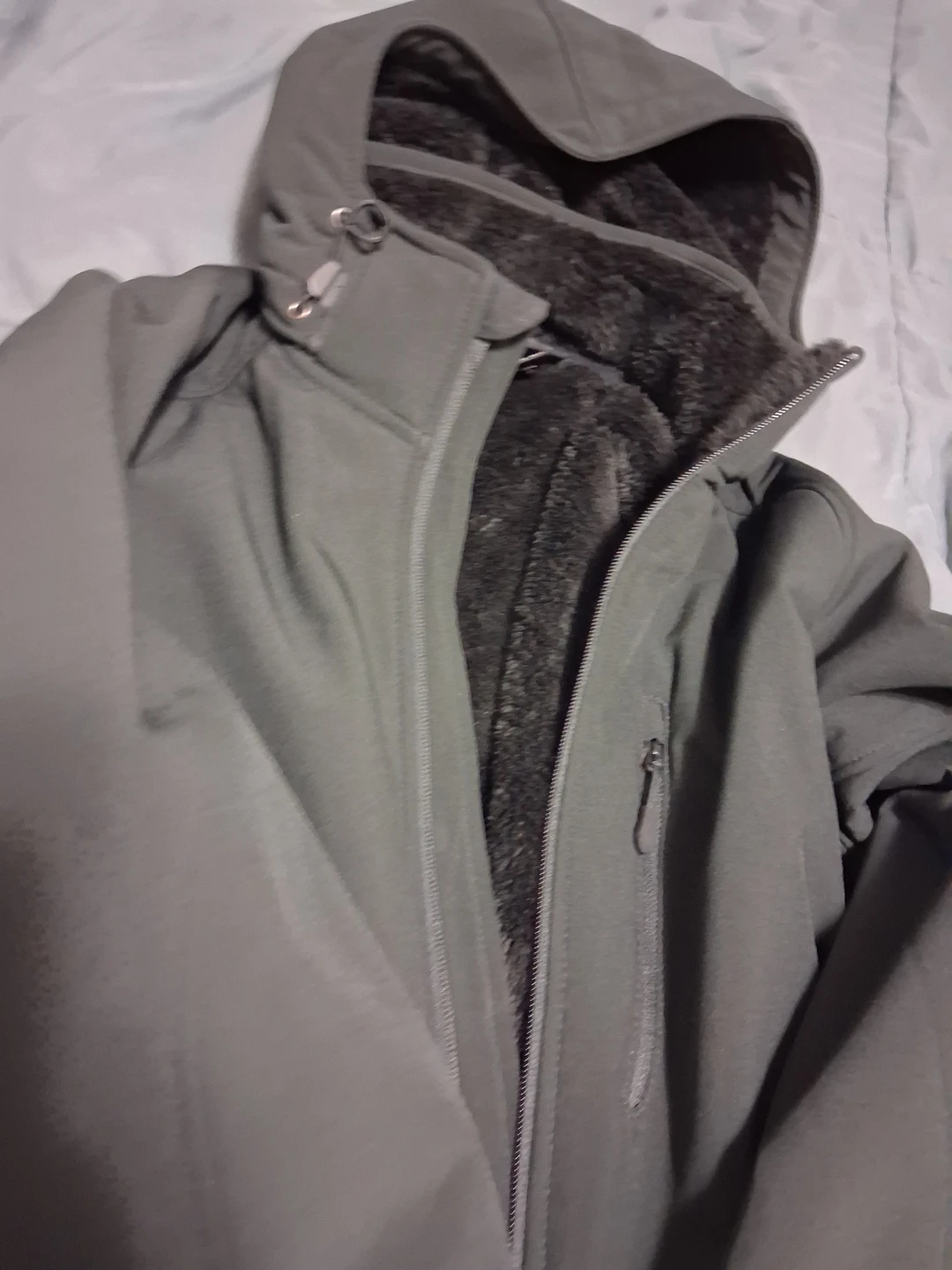 Men's Black Fleece-Lined Hooded Jacket - photo 2