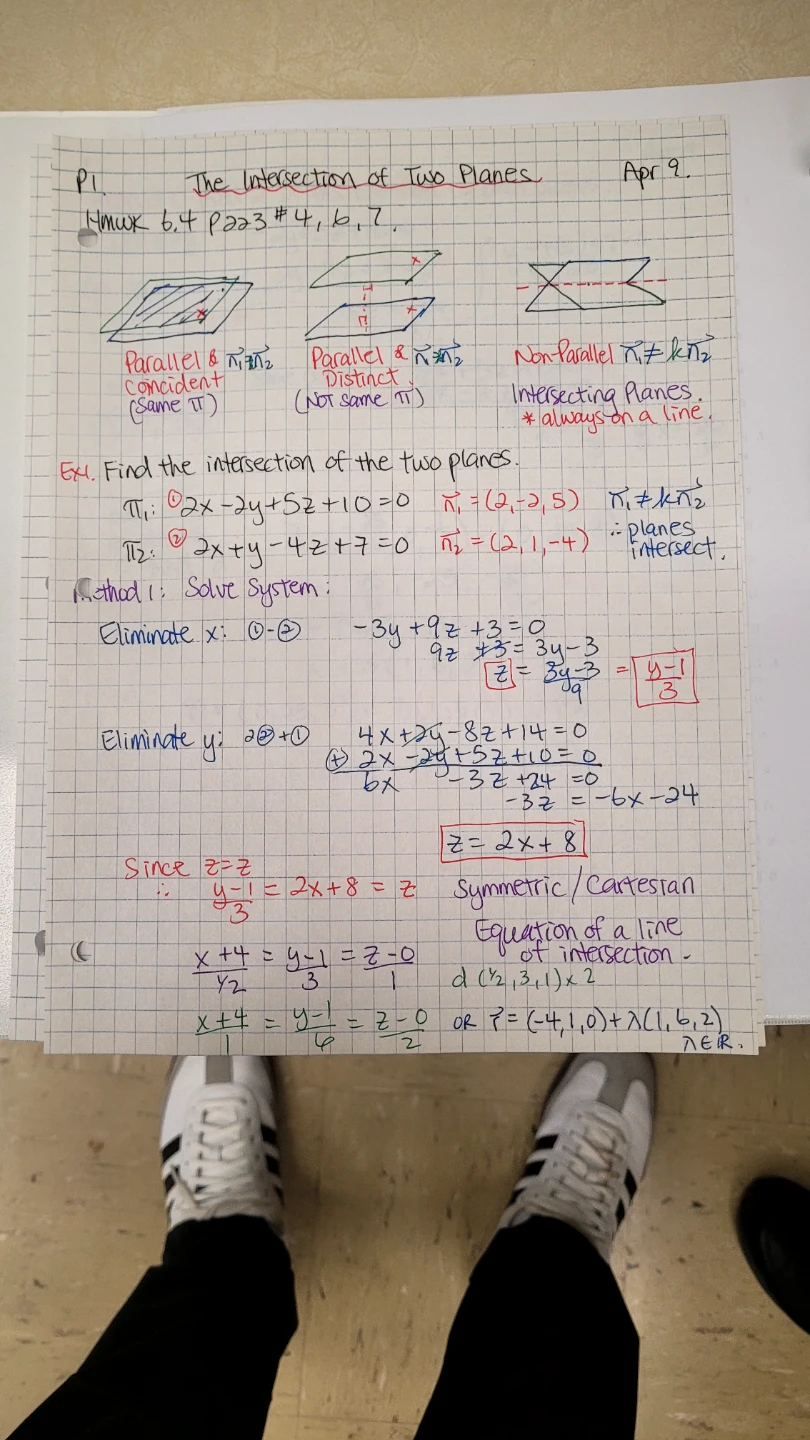 Math Notes: Intersection of Two Planes & Systems of Equations - photo 3