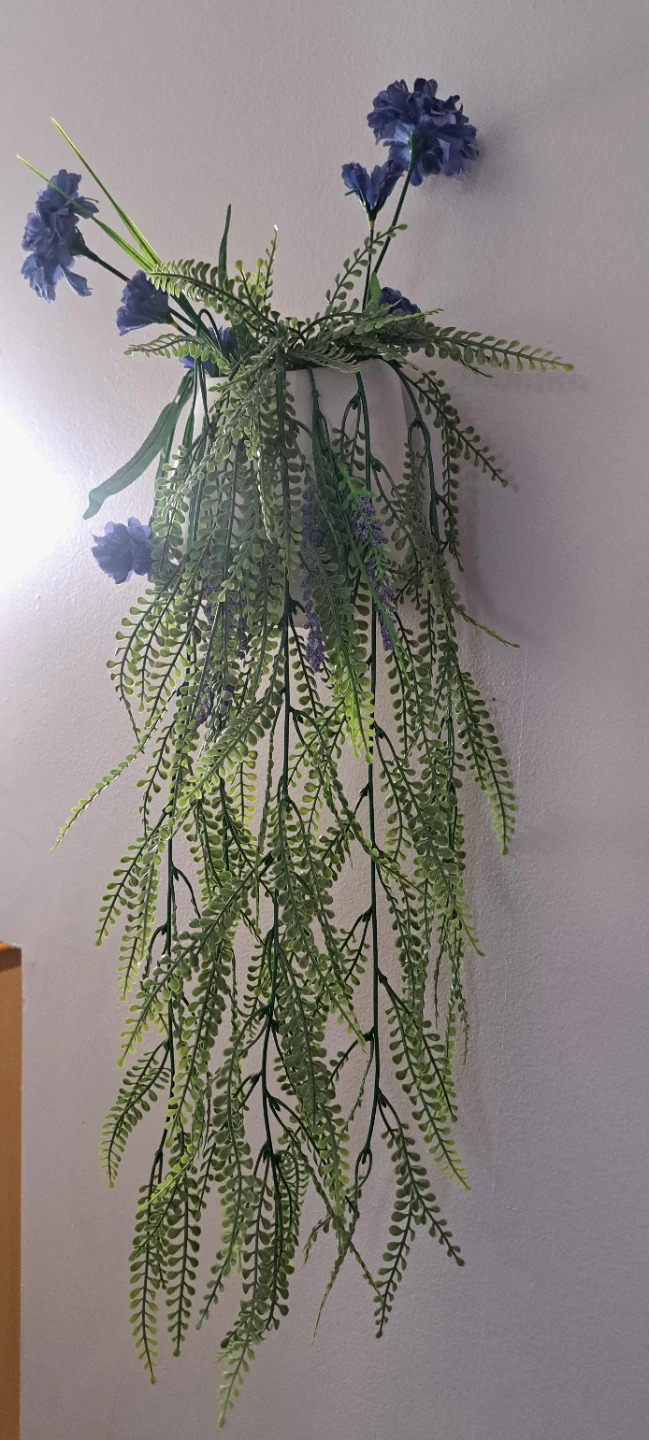 Artificial Hanging Plant with Blue Flowers