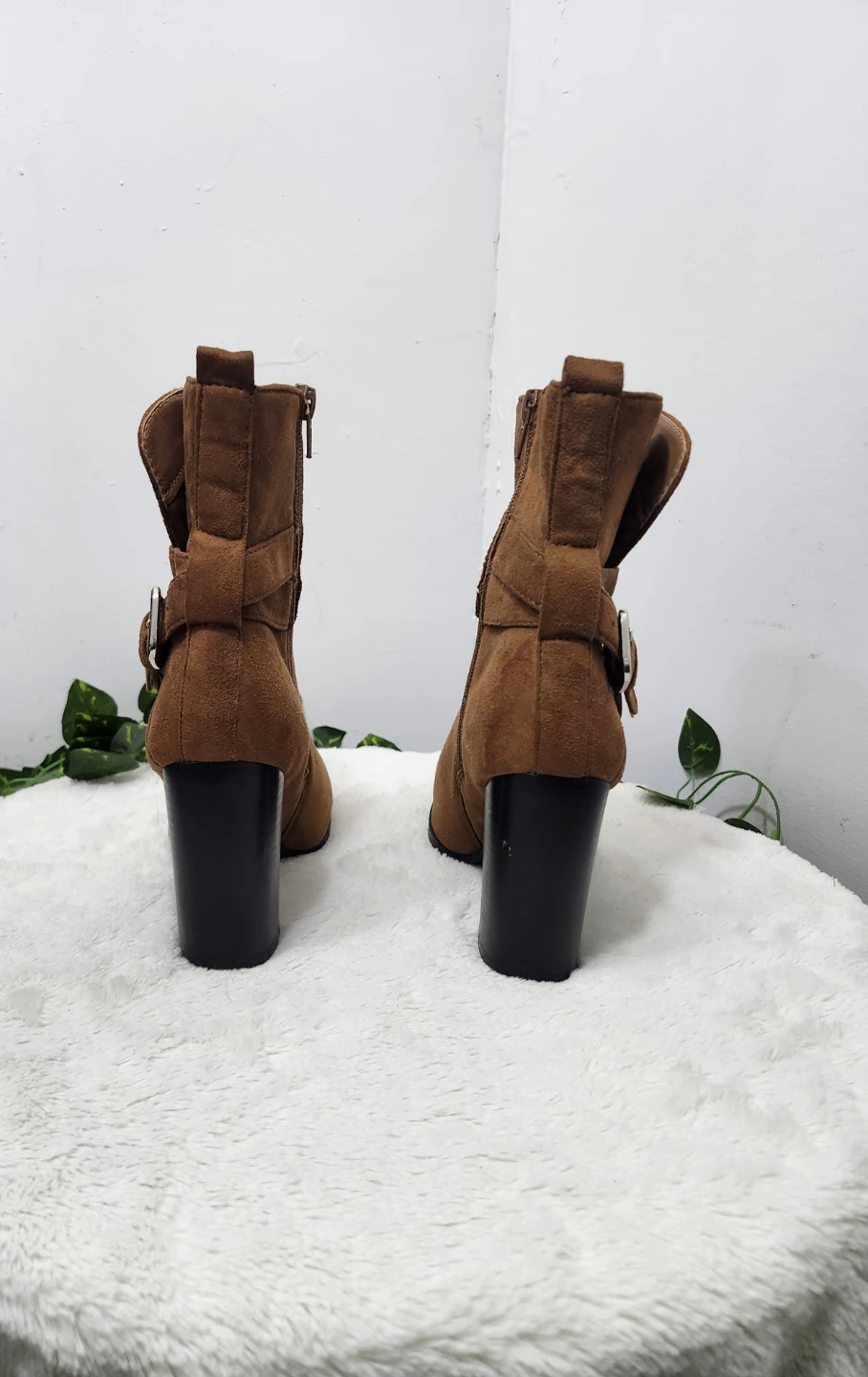 Brown Suede Ankle Boots with Buckle Detail - photo 4