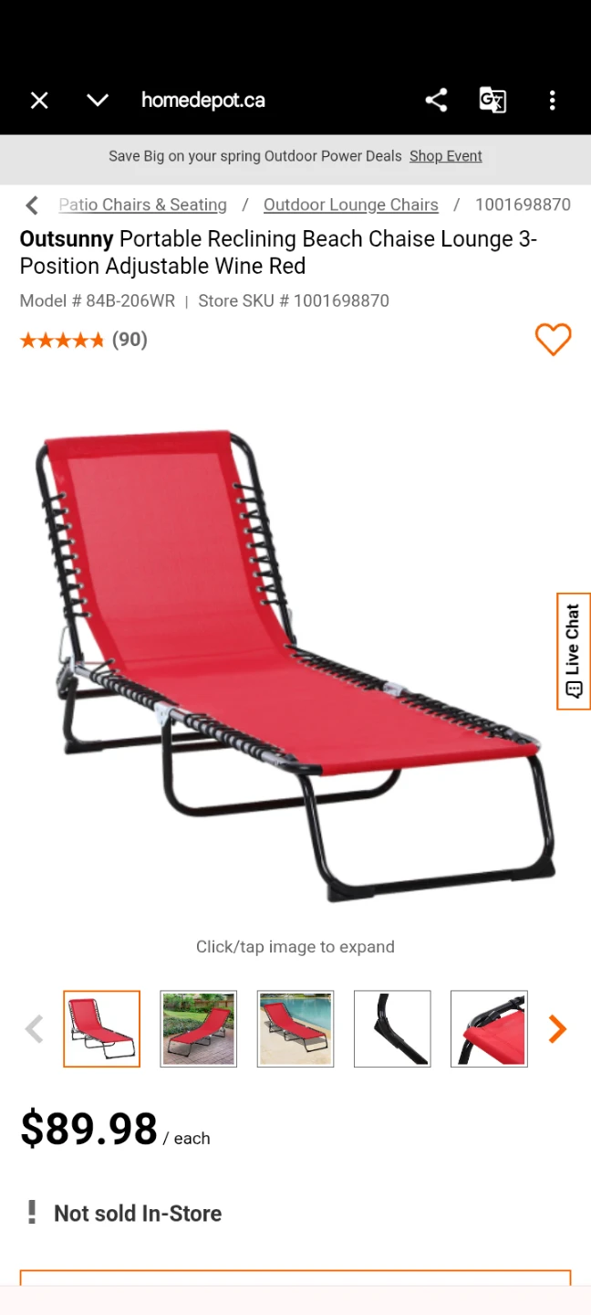 (2)  Portable Reclining Beach Chaise Lounge - photo 3