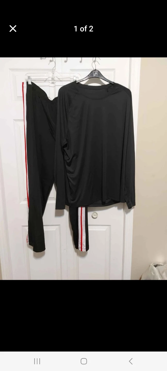Black Tracksuit Set with Red Stripes