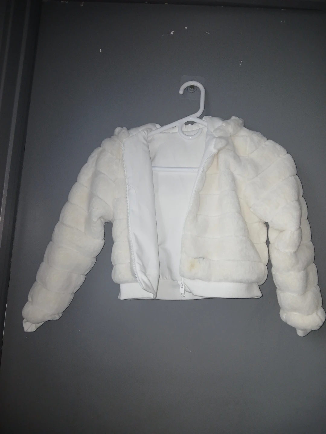 White Faux Fur Hooded Jacket - photo 2