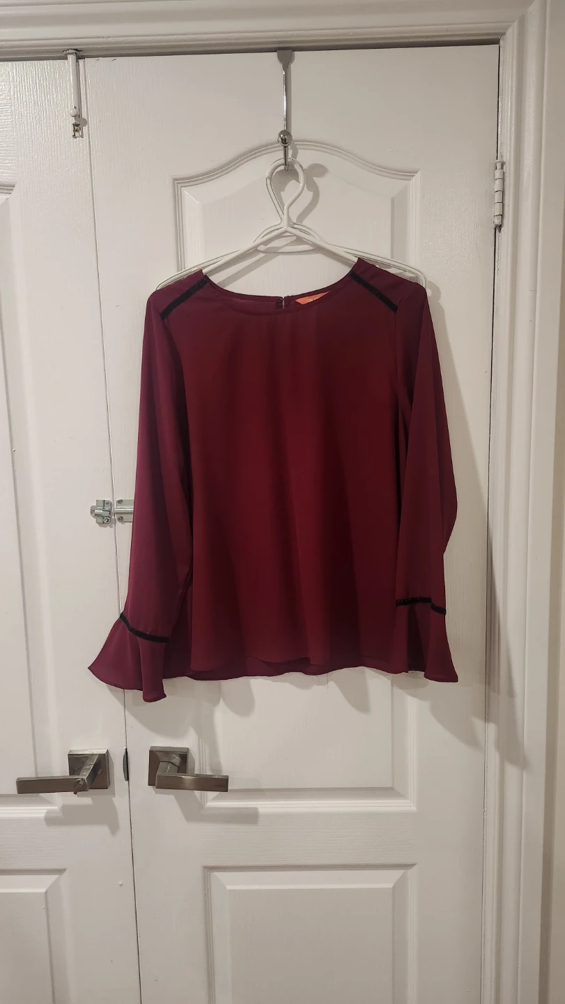 Joe Fresh Women's Burgundy Bell Sleeve Top - Size M