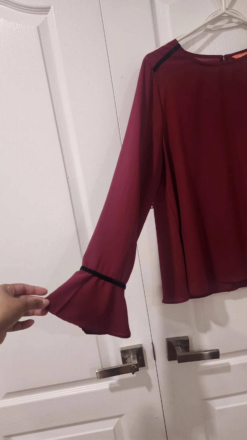Joe Fresh Women's Burgundy Bell Sleeve Top - Size M - photo 2