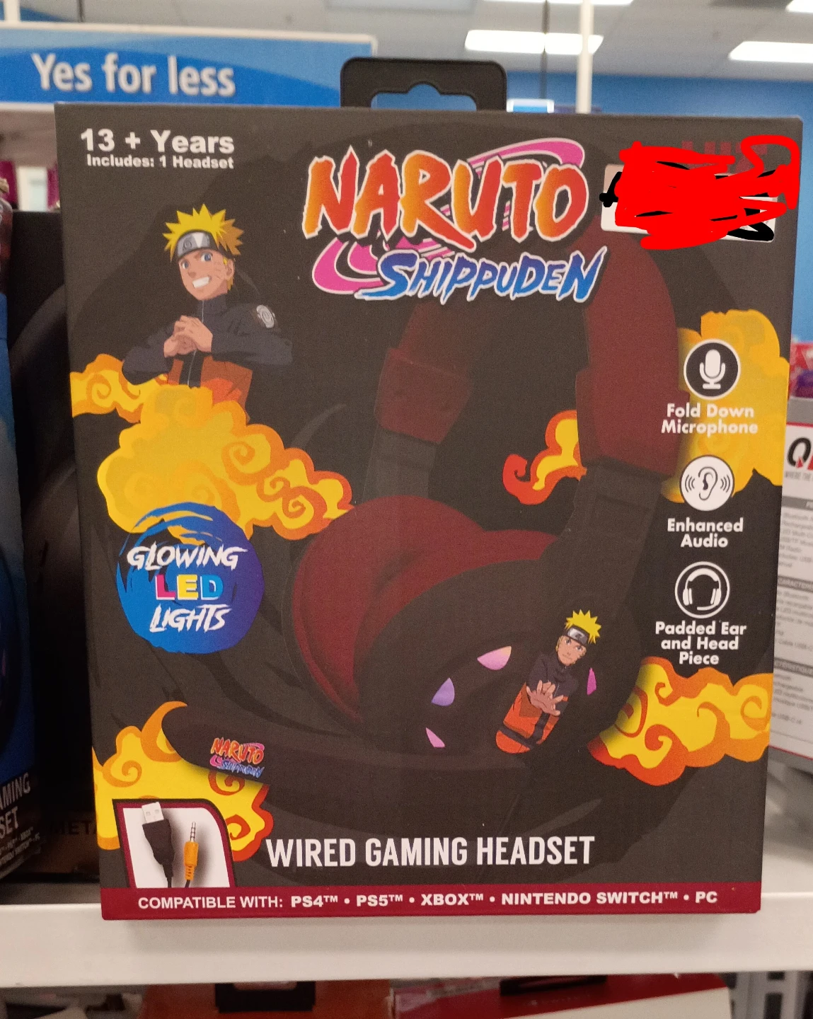 Naruto Shippuden Wired Gaming Headset with Glowing LED Lights