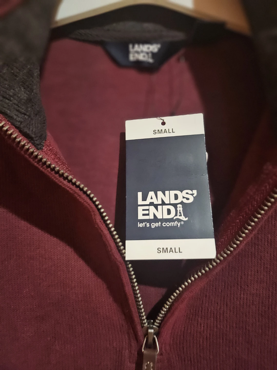 Lands' End Quarter Zip Sweatshirt Burgundy Small - photo 4