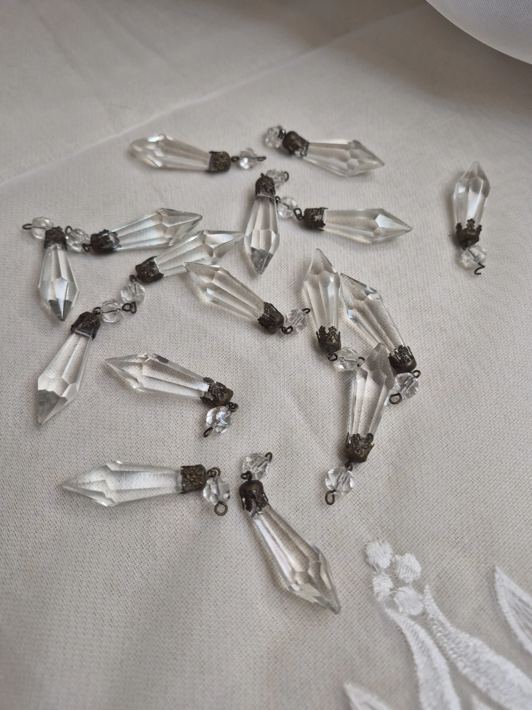 Lot of 16 Glass Hanging Crystals