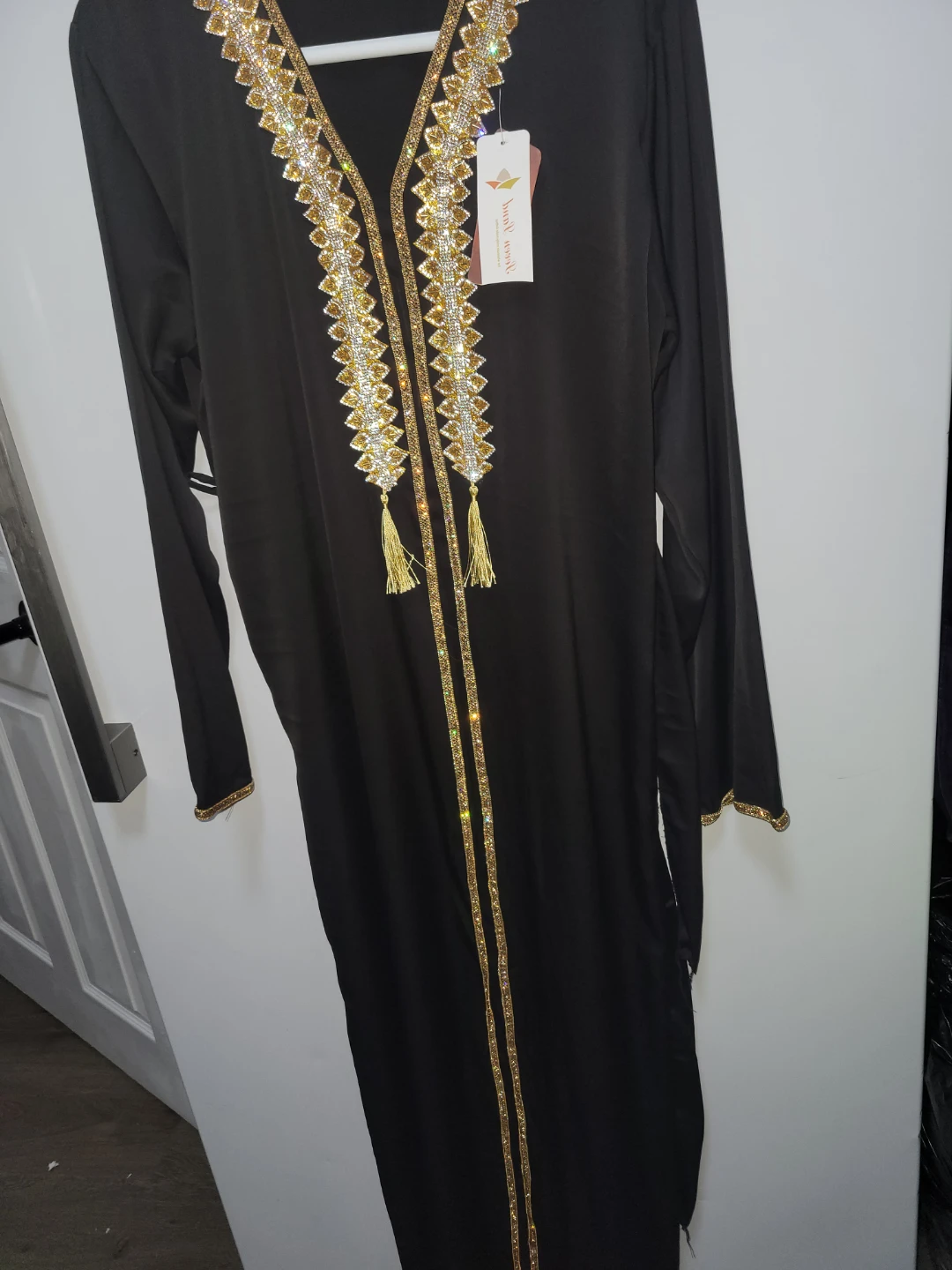 Black Abaya with Gold Embellishments - photo 2