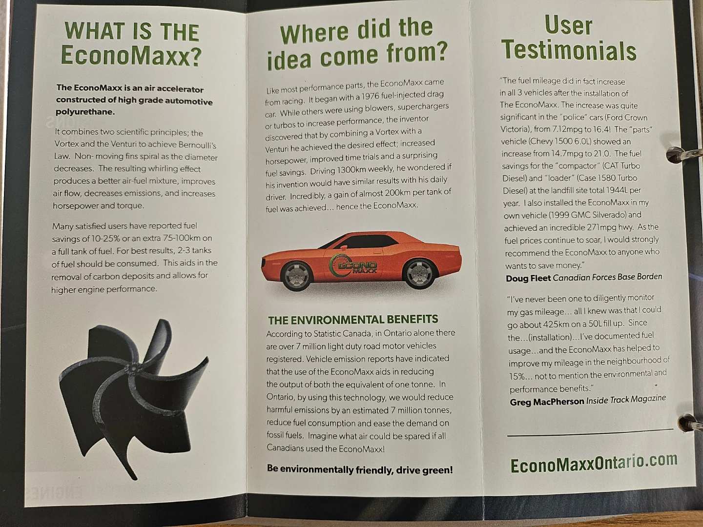 EconoMaxx Fuel Economy and Emissions Test Results Brochure - photo 2