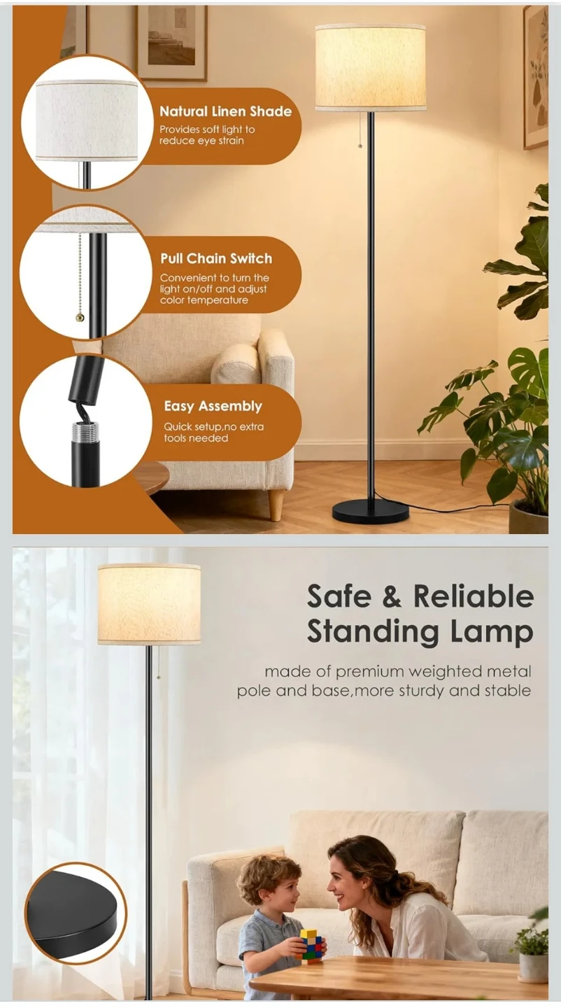 Black Standing Floor Lamp with LED Bulb - photo 5