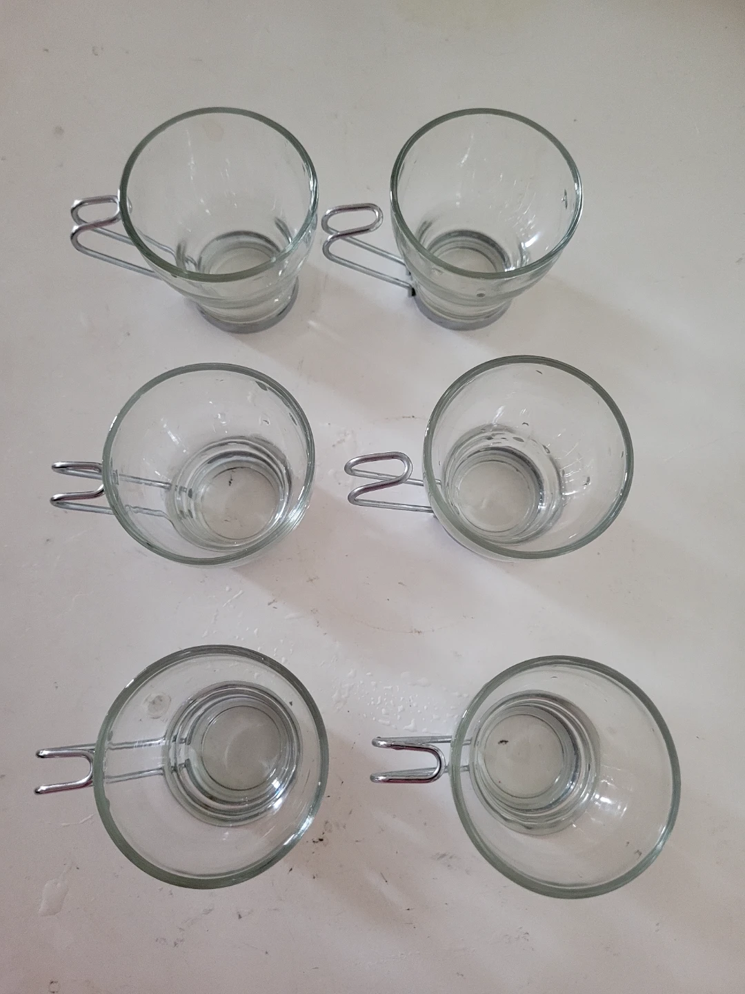 Set of 6 Glass Tea  or coffee Cups with Metal Handles🥕