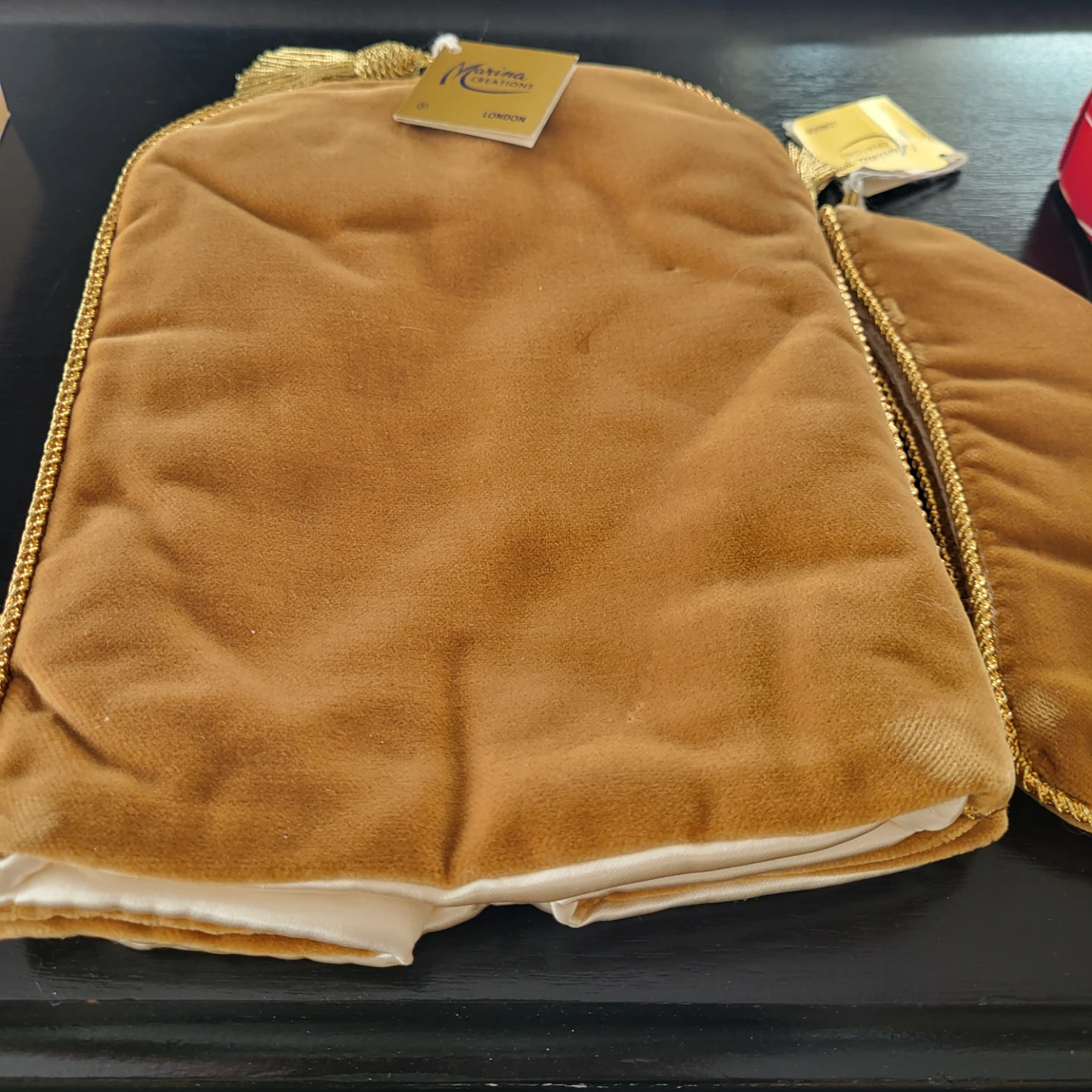 Marina Creations London Velvet Pouches with Gold Trim (Set of 2)
