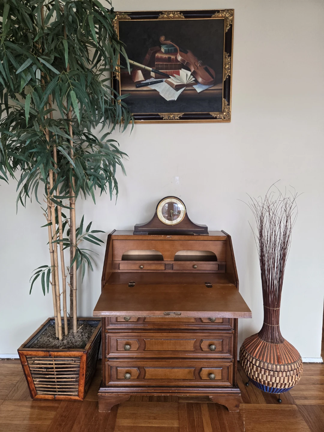 Antique Solid Walnut Secretary Pull Down Desk