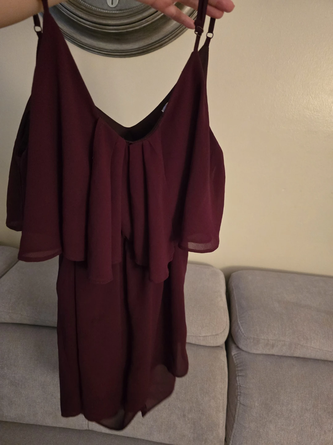 Streetwear Society Burgundy Ruffle Romper - Size L