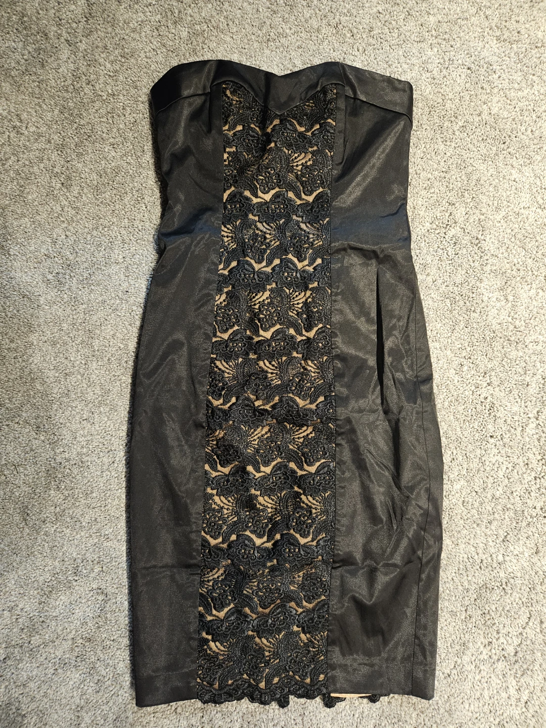 2b Bebe Black Lace Strapless Dress Size 0
