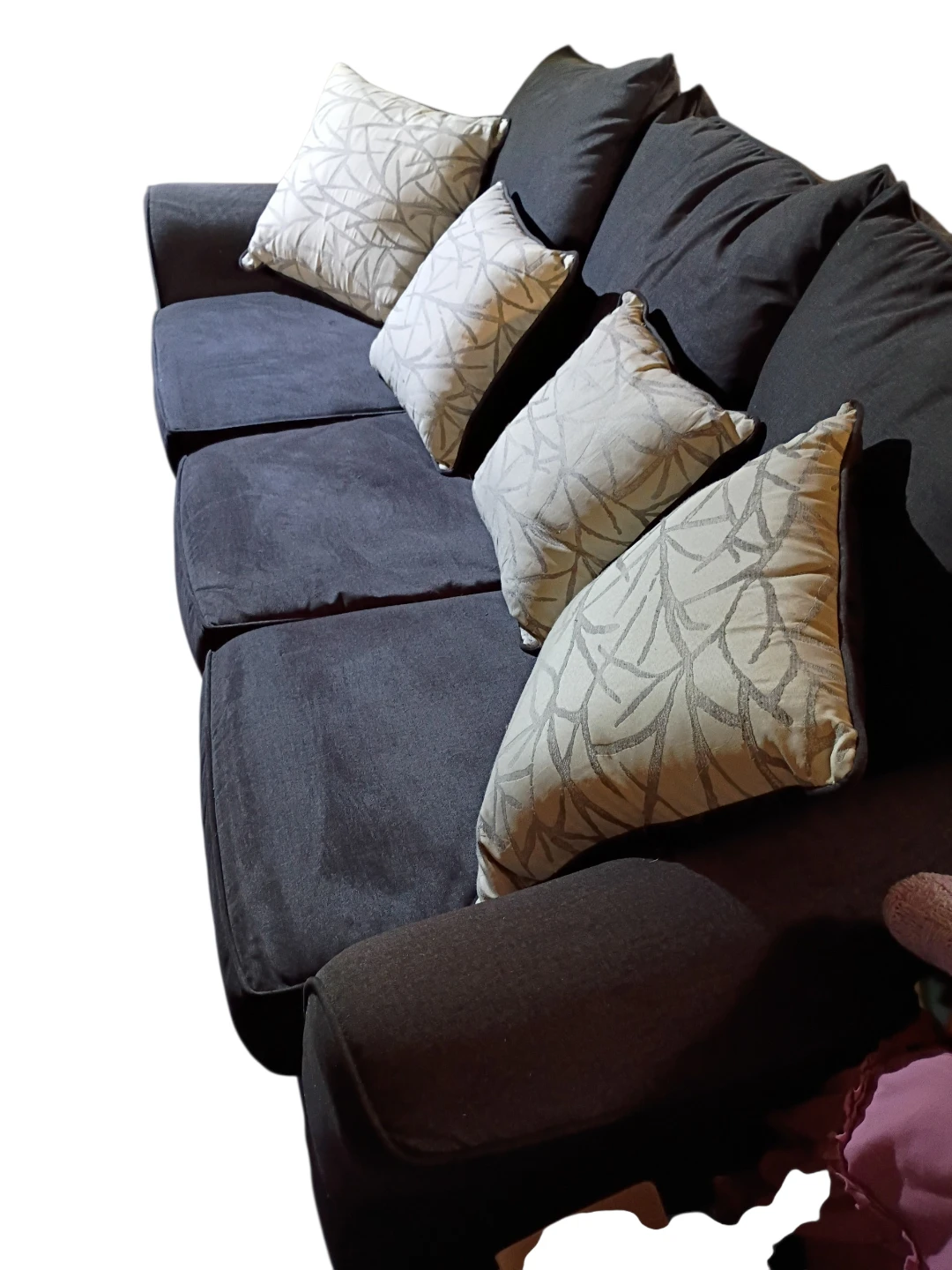 Sofa dark blue comes with decorative accent throw pillows - photo 3